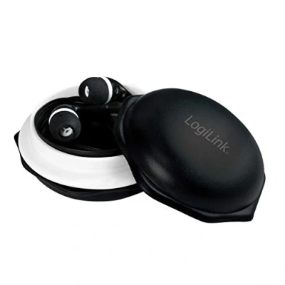 Abbildung von In Ear Stereo Kopfhörer mit Mikrofon, geräuschisolationsfähig (reduziert Hintergrundgeräusche) Headset Tasche zur besseren Aufbewahrung
