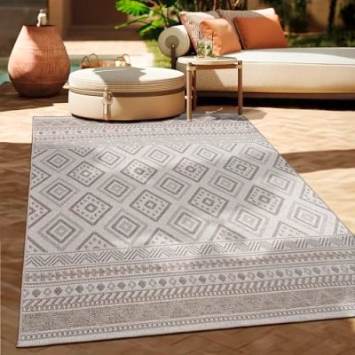 Abbildung von Paco Home Teppich &quot;Vermont 184&quot;, rechteckig, 4 mm Höhe, Flachgewebe, modernes Design mit Rauten, gesteift, Outdoor geeignet