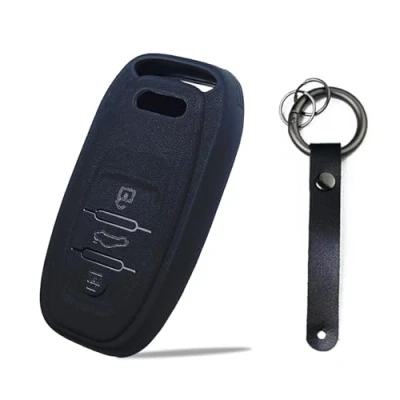 Abbildung von Baisirui Autoschlüssel Hülle kompatibel mit Audi Schlüsselhülle A6 A1 A7 A3 Q3 A4, TPU Cover, Schlüssel Schlüsselanhänger (D schwarz)