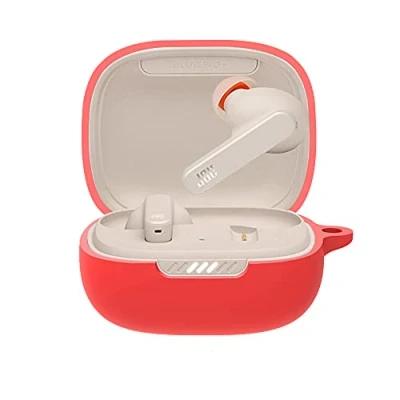 Abbildung von GIOPUEY Hülle für JBL Live Pro+ TWS, Transparent TPU Stoßfeste Schutzhülle, Ultradünn, Kein Geruch, TWS Silikon Rot