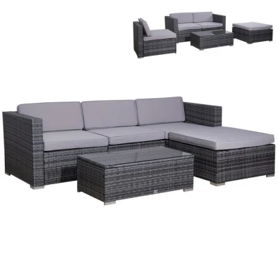 Abbildung von SVITA Gartenlounge Set CALIFORNIA, (5 tlg), Polyrattan, verschiedene Stellmöglichkeiten, inkl. Kissen