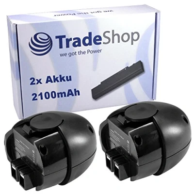 Abbildung von 2X Trade Shop Premium NI MH Ersatz Akku 4,8V/2100mAh kompatibel mit Metabo Powergrip 2 II Powermaxx Flashlight Power Grip Powergrip2