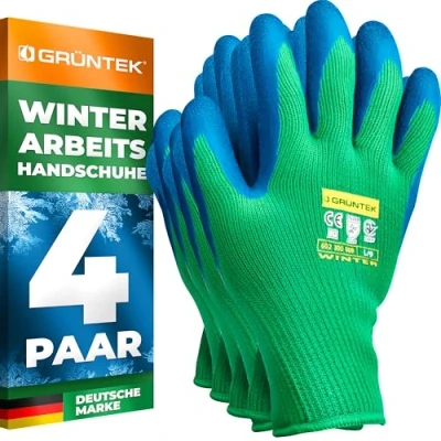 Abbildung von GRÜNTEK Winter Arbeitshandschuhe THERMO mit Thermofutter, Schutz Winterhandschuhe (Set, 4 St., Paar für Herren und Damen Gr. L/9) Garten Handschuhe Gebrauch im Herbst