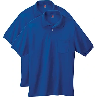 Abbildung von Hanes Herren EcoSmart Polo, Kurzarm Poloshirt, 2er Pack, Deep Royal, XX Large