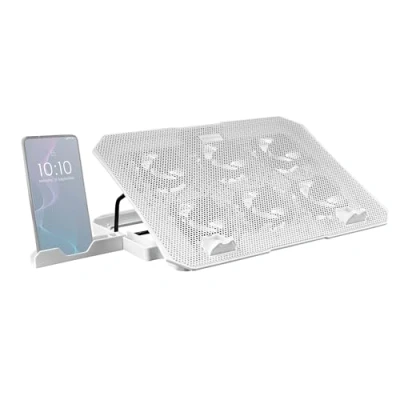 Abbildung von MARSGAMING MNBC23, Kühlsockel und Ständer 16&quot;, 6 Steuerbare Lüfter mit Blauer LED, Positionen Ständer, Smartphone 2 USB 2.0, Weiß