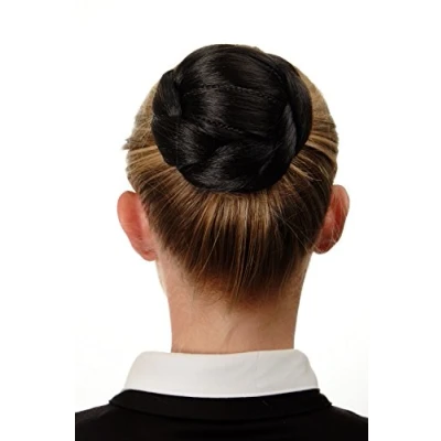 Abbildung von WIG ME UP Dutt Haarknoten Haarteil aufwendig geflochten verspielt Tracht Steck Kamm Haarnadel Schwarz N672 2