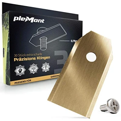 Abbildung von Plemont ® [30er Set] Titan Automower Messer. Universal Ersatzklingen für viele Mähroboter &amp; Gardena ®. Rasenroboter Ersatzmesser. Ersatzeile, Zubehör Rasenmäher Roboter