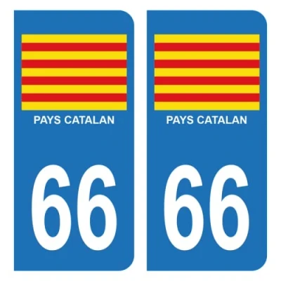 Abbildung von HADEXIA Aufkleber für Nummernschild, Auto, 66 Flagge, Katalanische Flagge
