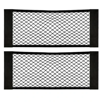 Abbildung von Einesin Kofferraum Netztasche 2 Stück Auto Gepäcknetz, 60 x 25cm, Universal Kofferraumnetz Schutznetz Elastisch Aufbewahrung Netz Mit Klettverschluss für Auto/SUV