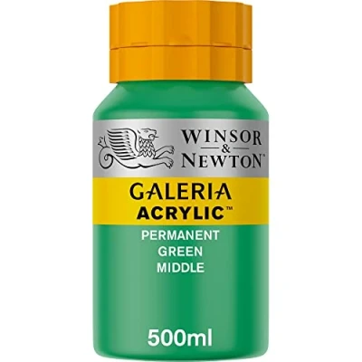 Abbildung von Winsor &amp; Newton 2150484 Galeria Acrylfarbe, hohe Pigmentierung, lichtecht, buttrige Konsistenz, 500 ml Topf Permanentgrün Mittel