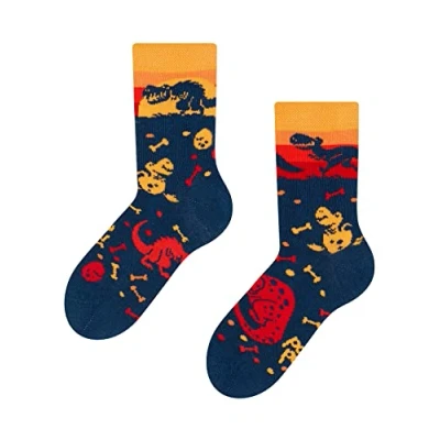 Abbildung von Dedoles Socken Kinder Mädchen Jungen Baumwolle viele lustige Designs Weihnachtssocken 1 Paar Tiger Frosch, Farbe Mehrfarbig, Motiv Welt der Dinosaurier, Gr. 31 34