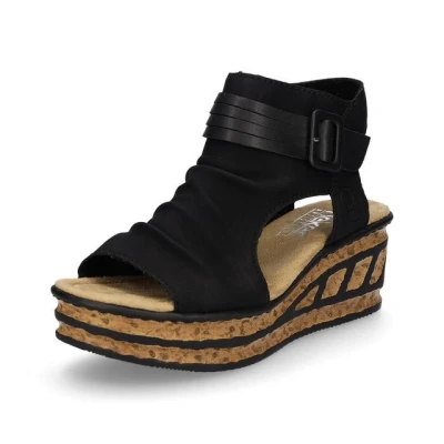 Abbildung von Rieker Keilsandalette, Damen, Größe: 41, Schwarz Schuhe