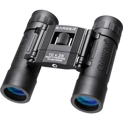 Abbildung von Barska Unisex Erwachsene AB10110 Fernglas 10 x 25 Lucid View, schwarz, kompakt, Blaue Linse