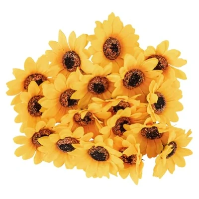 Abbildung von Ideen mit Herz Deko Blüten, Kunstblumen, Blüten Köpfe, Verschiedene Sorten, ca. Ø 7 cm (Sonnenblumen gelb 18 Stück)