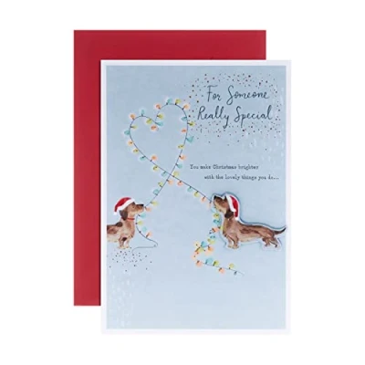 Abbildung von Hallmark Weihnachtskarte für einen besonderen Menschen niedliches Hunde Illustrations Design