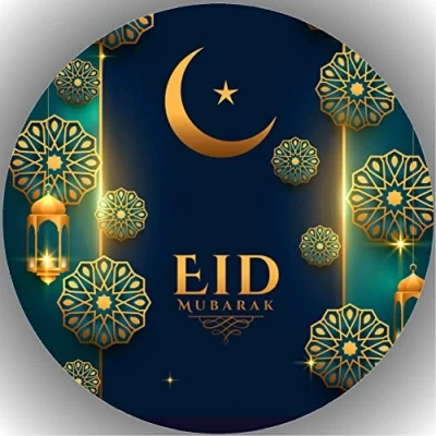 Abbildung von Fondant Tortenaufleger Tortenbild Geburtstag EID MUBARAK K6