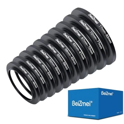 Abbildung von 10Stück Kamera Objektiv Filter Ring,metallische Step Up Ring Kompatibel für 43mm Kameraobjektiv,43 46/46 49/49 52/52 55/55 58/58 62/62 67/67 72/72 77/77 82.CNC Fertigung