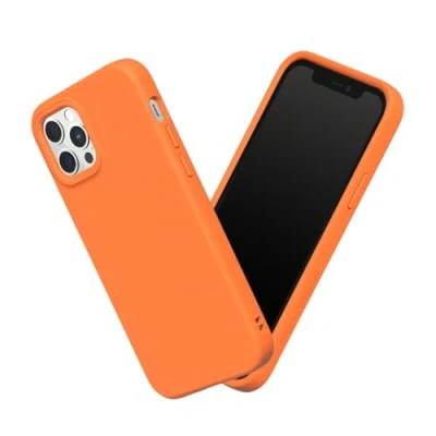 Abbildung von RhinoShield Hülle kompatibel mit [iPhone 12 Pro Max] SolidSuit Stoßdämpfende &amp; schlanke Schutzhülle Premium Finish 3.5 Meter Fallschutz Neon Orange