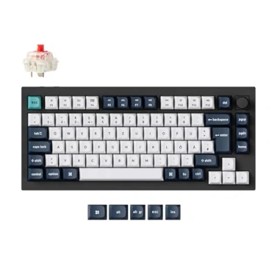 Abbildung von Keychron Q1 Max QMK/VIA Custom Mechanische Tastatur, 82 Key DE ISO Layout Full Metal Programmable Knob,2.4 GHz/Bluetooth/Wired RGB Hot Swappable Gateron Roter Switch für Mac Windows Linux