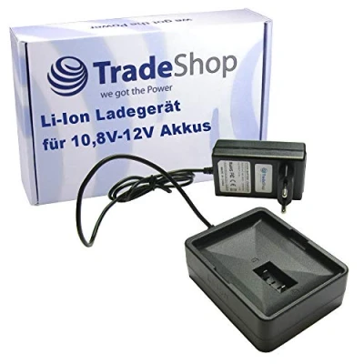 Abbildung von Trade Shop 10,8V 12V Li Ion Akku Ladegerät kompatibel mit AEG/Ryobi CH120L, CKF120LM, CSDT1201N5, CS120, CS1201, BID1201, CSDT1201, CSDT1201N, R12SD