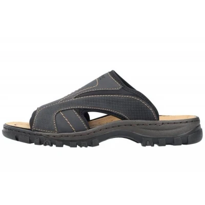 Abbildung von Rieker Pantolette flach, Herren, Größe: 44, Schwarz Schuhe