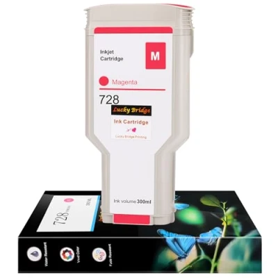 Abbildung von Lucky Bridge 728 300 ml x 1pk Magenta Tintenpatrone F9K16A Kompatibler Ersatz für HP DesignJet T730 T830 Drucker (728 M) DE