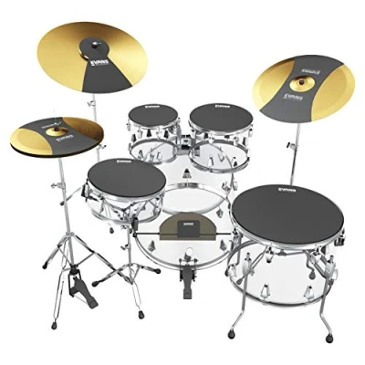 Abbildung von Evans Soundoff Drum Mute Pads Komplettes Schlagzeug Pad Set Dämpfer 3 Becken, 4 Tom/Snare &amp; 1 Bassdrum ideal zum Dämpfen von Kits Üben Rockbox