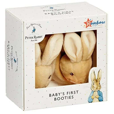 Abbildung von Official Peter Rabbit („Peter Hase“) Babyschuhe Krippenschuhe für neugeborene Jungen und Mädchen Unisex Babypantoffeln von Rainbow Designs