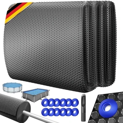 Abbildung von KESSER® Pool Solarabdeckplane Rund Ø 457 cm Solar Folie 120 µm Solarabdeckung Solarplane zuschneidbar Poolheizung Wassererwärmung Wärmeplane Poolsolarplane mit 1x Lochzange &amp; 12x Ösen