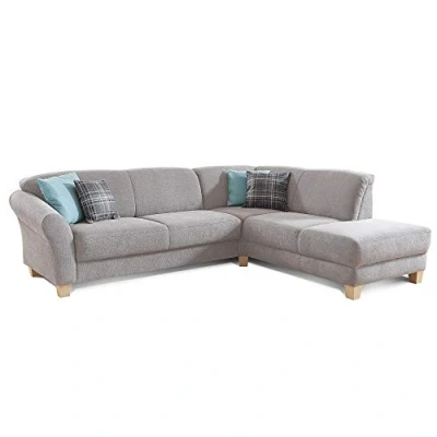 Abbildung von CAVADORE Ecksofa Gootlaand Mit Ottomane rechts / Große Couch im Landhausstil Federkern 257 x 84 212 Braun