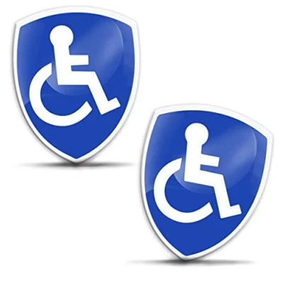 Abbildung von Biomar Labs 2 x Aufkleber 3D Gel Silikon Behindert Disabled Symbol Logo Rollstuhl Rollstuhlfahrer Schild Sticker Autoaufkleber Auto Motorrad Fahrrad Fenster Tür KS 120