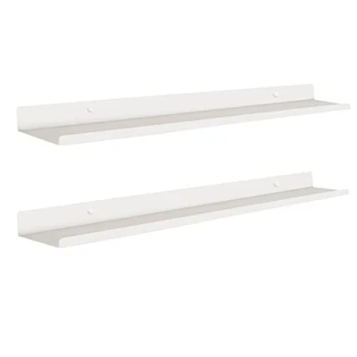Abbildung von MILUKA Wandregal Weiß Metall 2er Set Regal Wand 70 cm Long Wandboards, für Dekos, Bilderrahmen, Buch, Schlafzimmer, Küche, Büro, Wohnzimmer Regale Wände