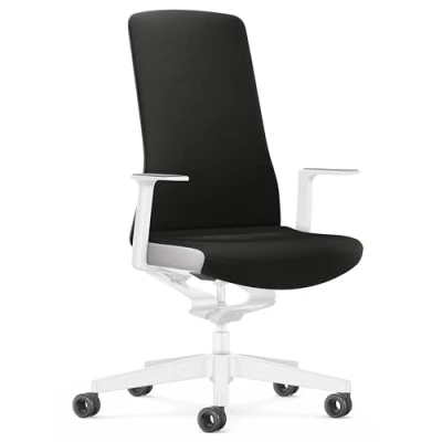 Abbildung von Interstuhl Bürostuhl Pure Interior Edition der Schreibtischstuhl Sich an Gewicht und Bewegung anpasst ergonomische Smart Spring Technologie Made in Germany (1D Armlehne, Schwarz Weiß)