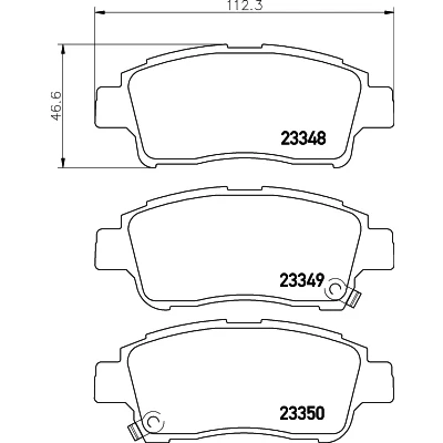 Abbildung von HELLA 8DB 355 017 071 Bremsbelagsatz mit akustischer Verschleißwarnung TOYOTA: Yaris I Schrägheck, III Echo Limousine