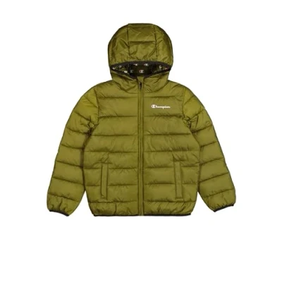 Abbildung von Champion Script SHOP Hooded Contrast Small LOGO Unisex Winterjacke für Kinder, Größe: 138/142, Dark green