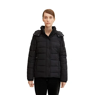 Abbildung von TOM TAILOR Damen Winterjacke mit Kapuze 1032480, 14482 Deep Black, 3XL