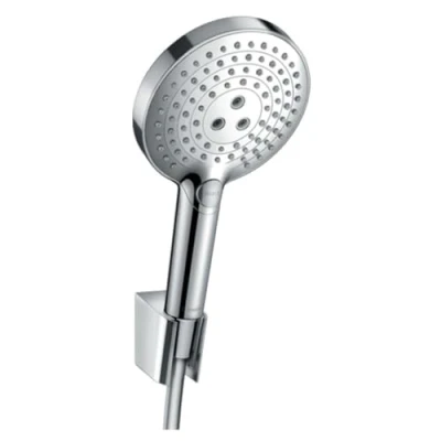 Abbildung von hansgrohe Duschbrause &quot;Raindance Select S&quot;, (Brauseschlauch, Handbrause, Brausehalter), 12cm, 3 Strahlarten mit Duschschlauch 160cm, chrom