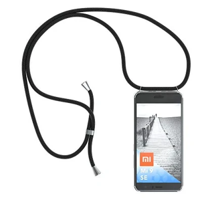 Abbildung von EAZY CASE Handykette kompatibel mit Xiaomi Mi 9 SE Handyhülle Umhängeband, Handykordel Schutzhülle, Silikonhülle schwarz, Hülle Band, Stylische Kette für Smartphone, Schwarz