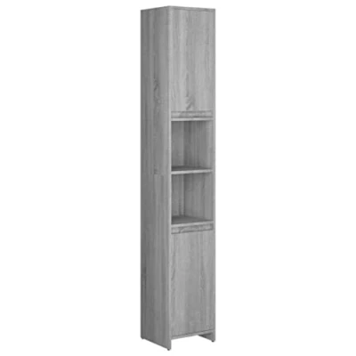 Abbildung von vidaXL Badezimmerschrank Hochschrank Badregal Badschrank Badmöbel Badezimmermöbel Schrank Badezimmer Grau Sonoma 30x30x183,5cm Holzwerkstoff