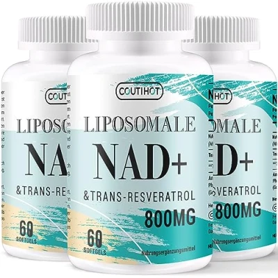 Abbildung von Liposomales NAD+ mit Trans Resveratrol Ergänzung Hochdosiert: 800 mg pro Portion 60 Tage Softgels Optimale Absorption (60 stück (3er Pack))