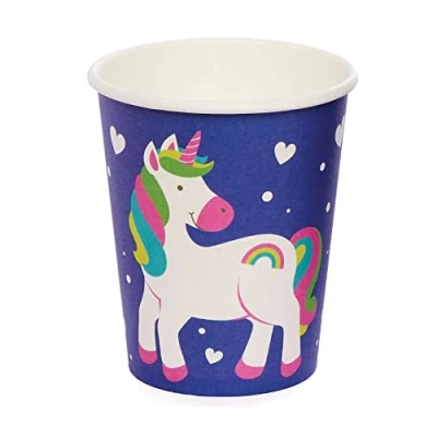 Abbildung von Baker Ross FC973 Regenbogen Einhorn Partybecher 10 Stück, Trinkbecher aus Papier für den Kindergeburtstag, Papierbecher