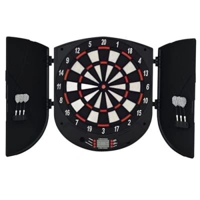 Abbildung von HOMCOM Dartscheibe mit Tür Soundeffekte Dartboard Dart set für 8 Spieler, (Set, automatische Wertung), 50L x 44B 4.4H cm