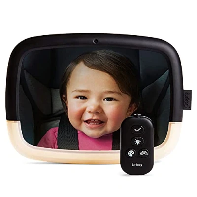 Abbildung von Munchkin Baby Rücksitzspiegel mit LED Nachtlicht, Weitwinkel Babyspiegel für Babys und Kleinkinder Blickrichtung nach hinten, 100 % bruchsicher stoßfest, unentbehrliches Autozubehör