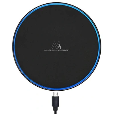 Abbildung von Maclean MCE250 Qi Induktives Ladegerät Ladestation für fähige Geräte Wireless Charger Ladepad Fast Charge (Schwarz)