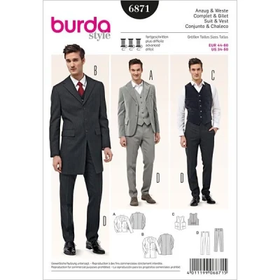 Abbildung von Burda Schnittmuster Anzug &amp; Weste 6871