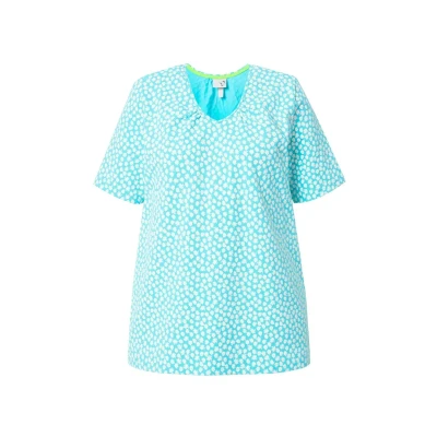 Abbildung von Ulla Popken Calico Floral Short Sleeve Tshirt print, Damen, Größe: 42/44, Deep aqua
