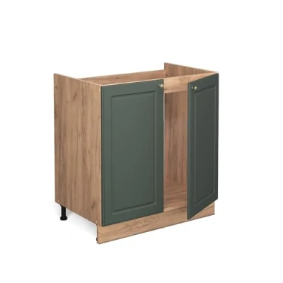 Abbildung von Vicco Spülenunterschrank Fame Line, Grün Gold Landhaus/Goldkraft Eiche, 80 cm, AP Eiche