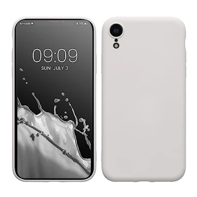 Abbildung von kwmobile Hülle kompatibel mit Apple iPhone XR gummierte TPU Silikon Handyhülle Schutzhülle für kabelloses Laden Case in Weiß matt