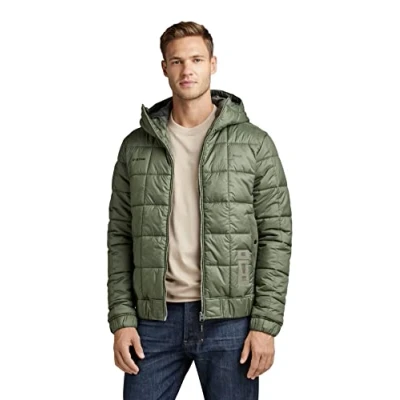 Abbildung von G Star Meefic Square Quilted Hooded Winterjacke, Herren, Größe: Small, Lt hunter