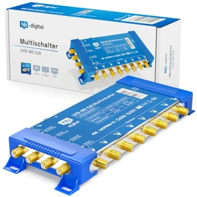 Abbildung von HB DIGITAL Multischalter pmse 5/8 1x SAT bis 8 x Teilnehmer/Receiver für Full HDTV 3D 4K UHD mit Netzteil